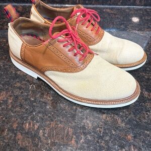 80s Polo RALPH LAUREN Shoes Leather 8D Brown Dress Oxford Saddle White VTG Rare